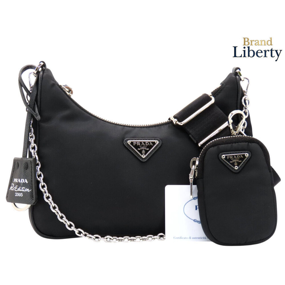 Prada Re Edition Tessuto semi shoulder bag Hobo pochette Clutch black